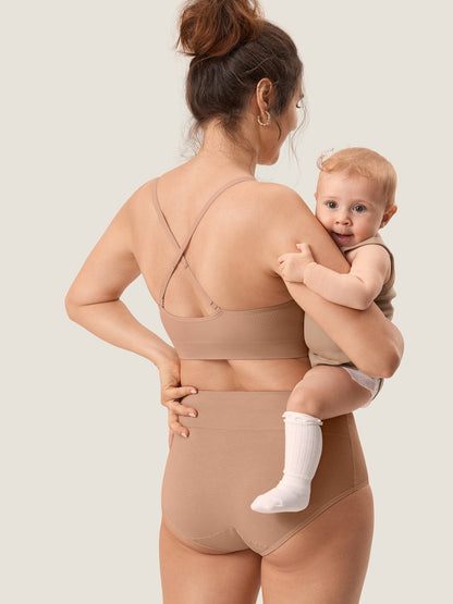 Voedingsbeha zonder beugel in ribstof – zachte voedingsbralette met uitneembare pads