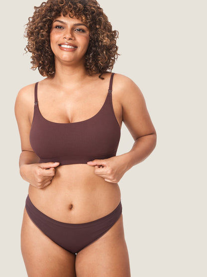 Voedingsbeha zonder beugel in ribstof – zachte voedingsbralette met uitneembare pads