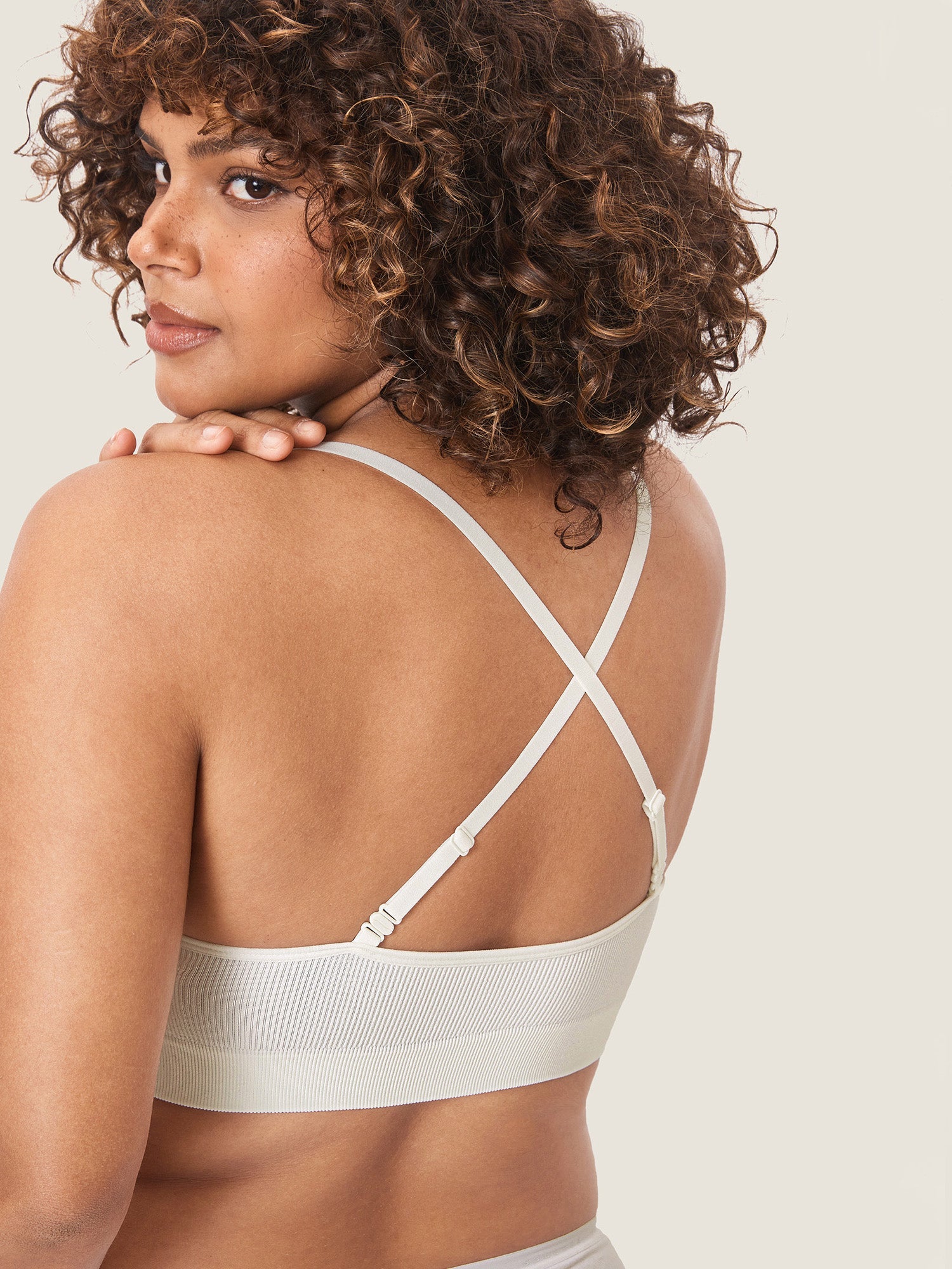 Voedingsbeha zonder beugel in ribstof – zachte voedingsbralette met uitneembare pads