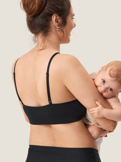 Voedingsbeha zonder beugel in ribstof – zachte voedingsbralette met uitneembare pads