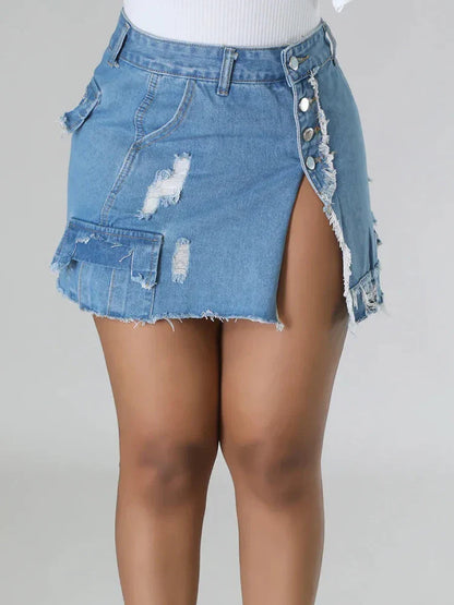 Stijlvolle denim rok met hoge taille