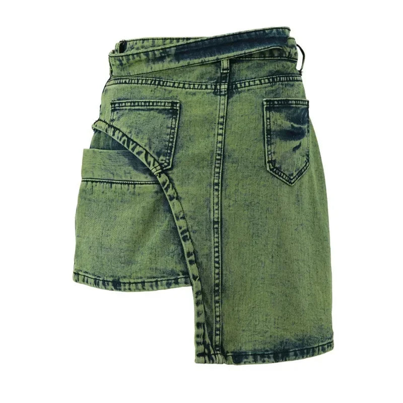 Verweerde denim shorts met zure wassing