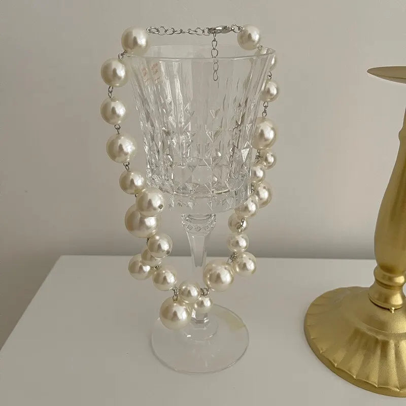 Grove parelketting met druppel detail