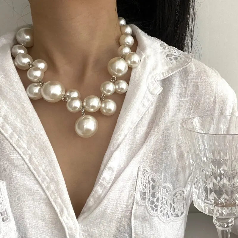 Grove parelketting met druppel detail