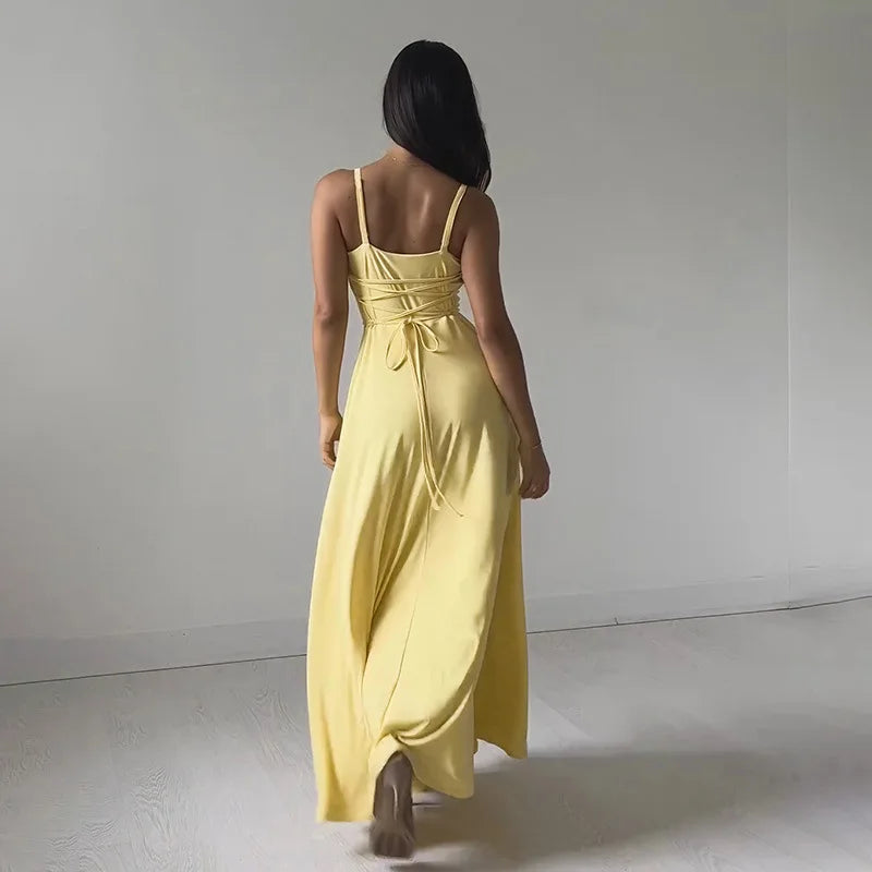 Elegante maxi-jurk met drapering