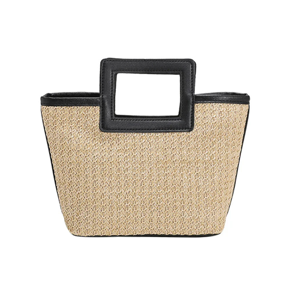 Chique clutch met textuur en opvallend handvat