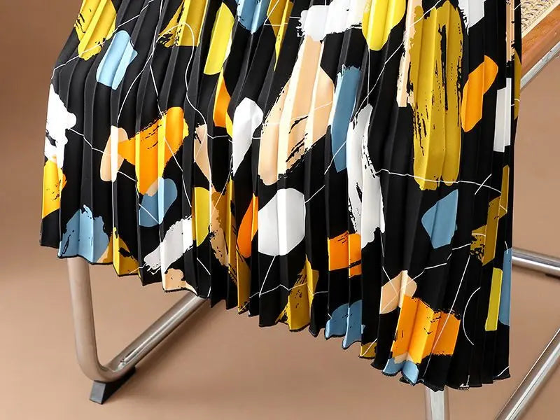 Kleurrijke midi-jurk van chiffon