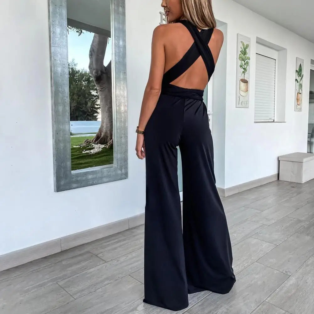 Elegante jumpsuit met gekruiste rug