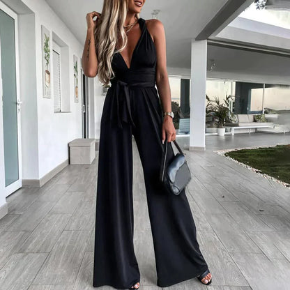 Elegante jumpsuit met gekruiste rug