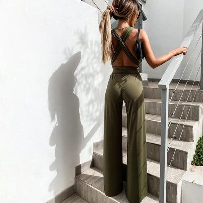 Elegante jumpsuit met gekruiste rug