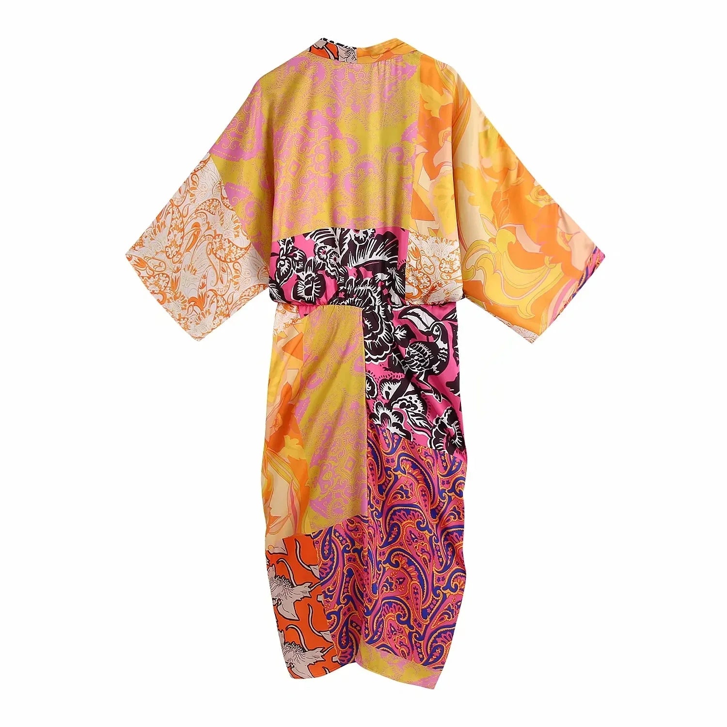 Maxi kimono jurk met vleermuismouwen
