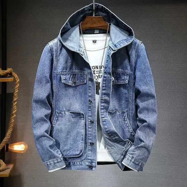 Denim jack met capuchon