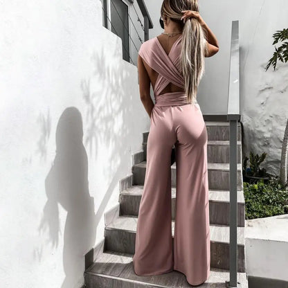 Elegante jumpsuit met gekruiste rug