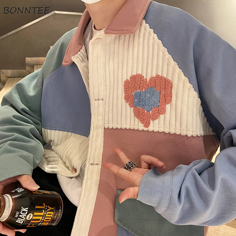 Vintage corduroy jasje met colour block design