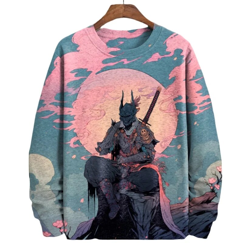 Vintage Samurai print Heren Sweatshirt