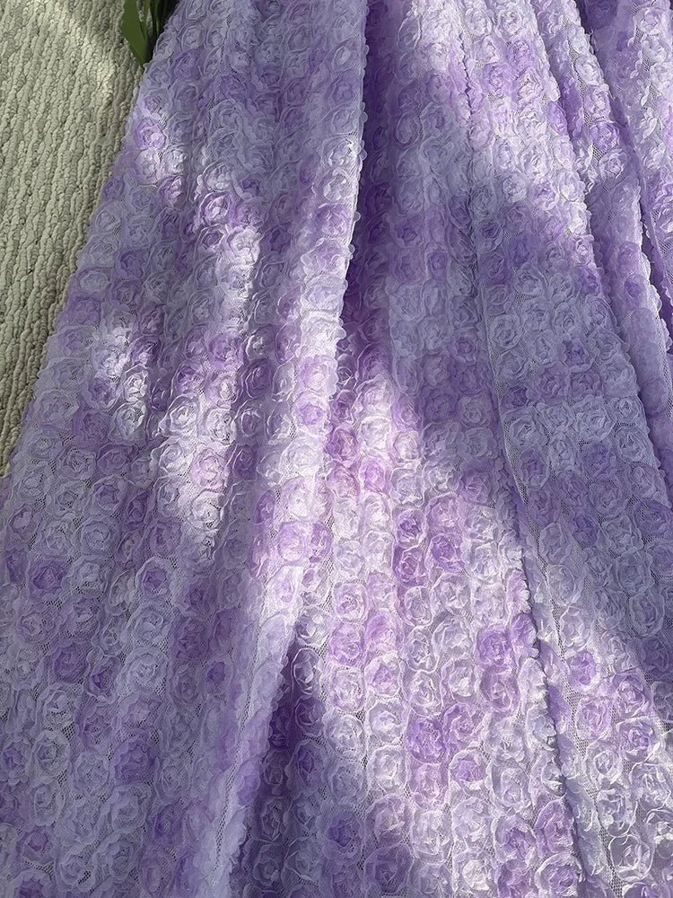 Paarse bloemenrok met hoogwaardige 3D-bloemdecoratie