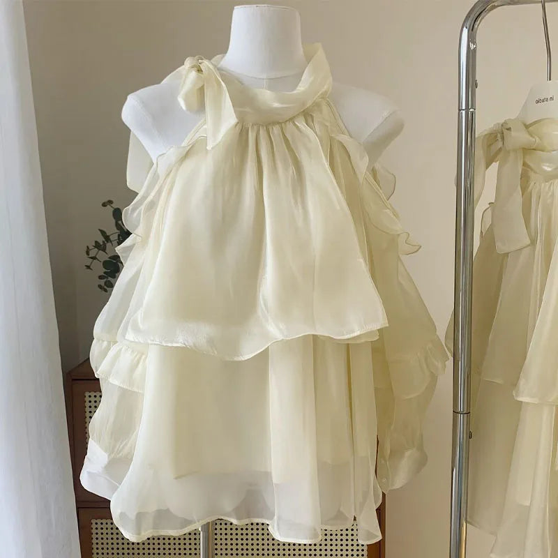 Koreaanse mode Geruffelde gespleten blouse in effen kleur