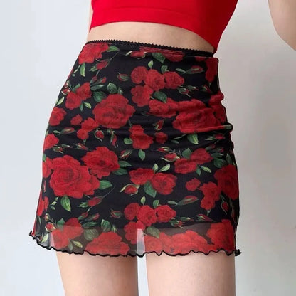 Elegante minirok in Koreaanse stijl met vlinderprint