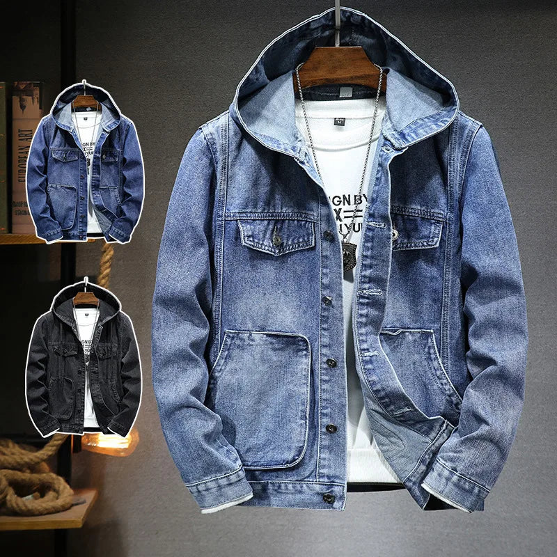 Denim jack met capuchon