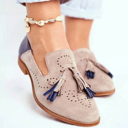 Tweekleurige loafers met kwastjes