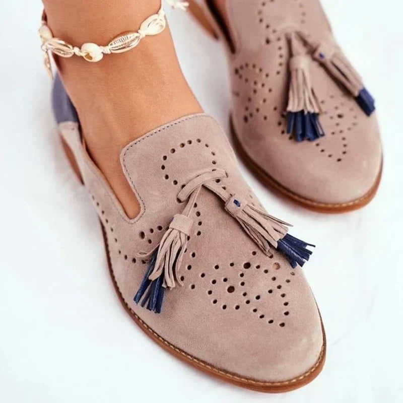 Tweekleurige loafers met kwastjes