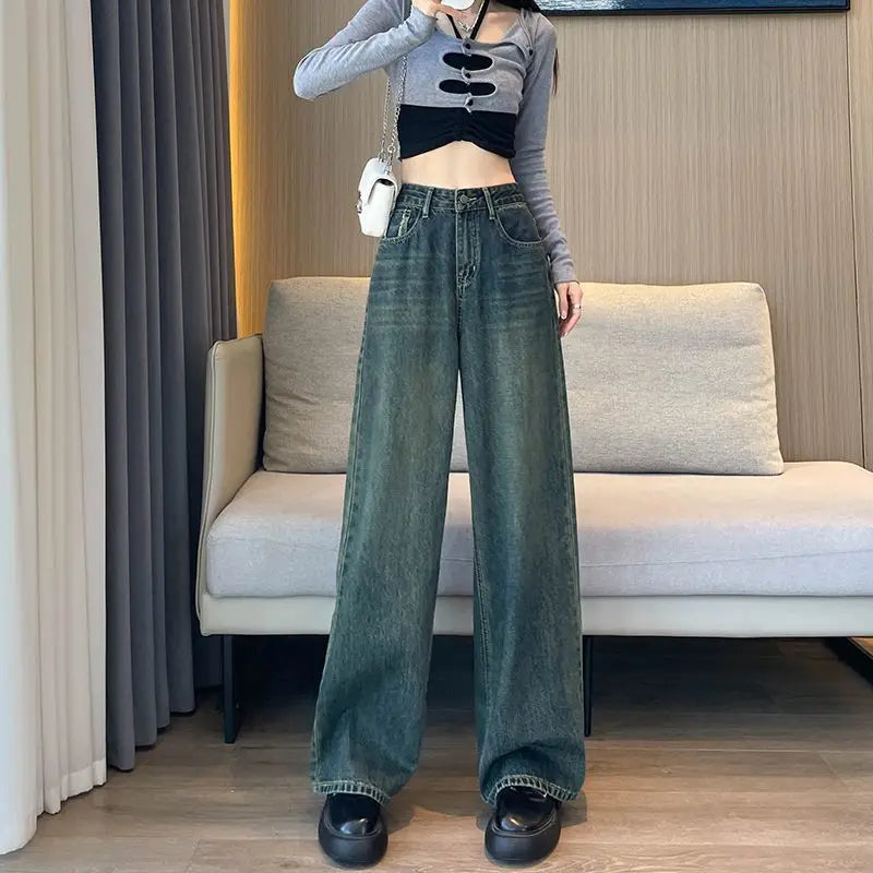 Vintage jeans met hoge taille en wijde pijpen