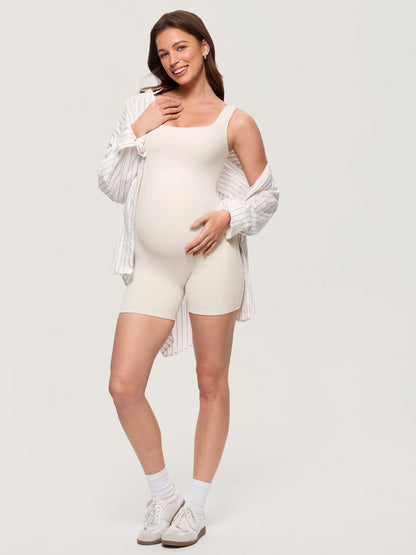 Zwangerschapsplaysuit met vierkante hals – Airsofta romper met ingebouwde bh