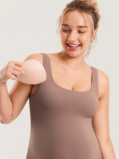 Zwangerschapsplaysuit in ribstof – romper met vierkante hals