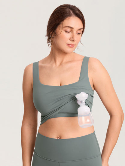 Kolfbeha als croptop – Natrelax® handsfree kolftop – Grijze salie