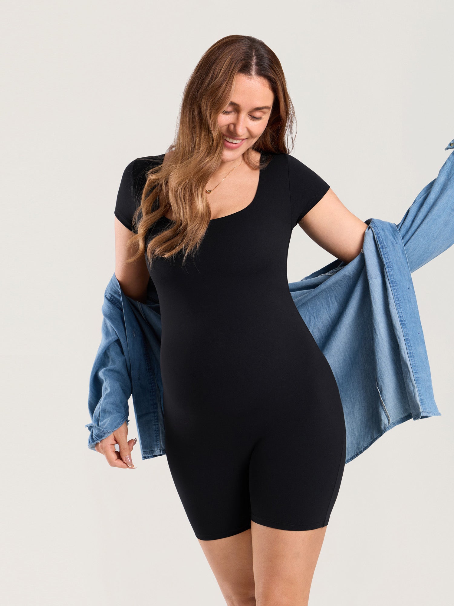 Zwangerschapsplaysuit met korte mouwen – Natrelax® romper