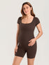 Zwangerschapsplaysuit met korte mouwen – Natrelax® romper – Kleibruin