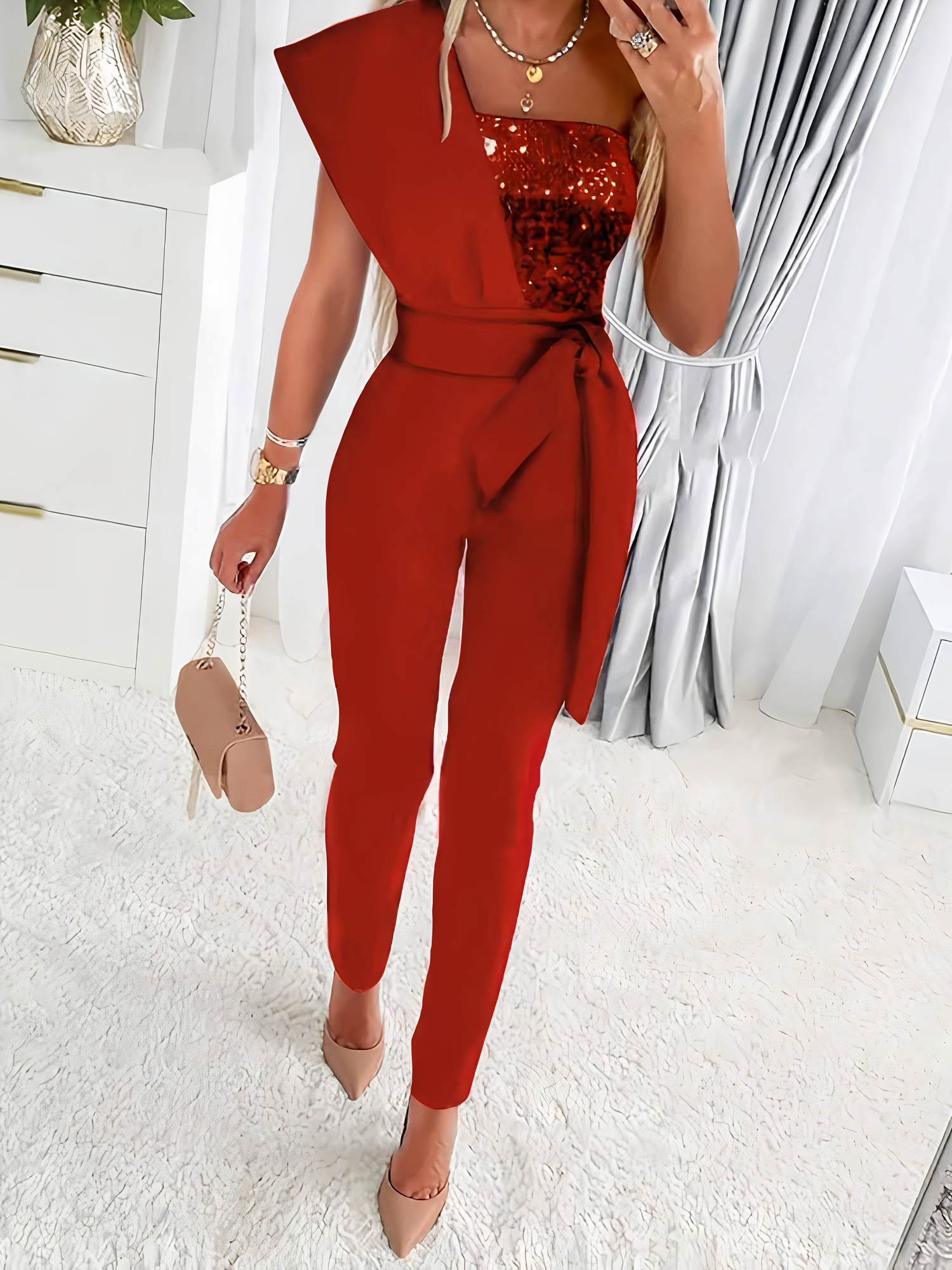 Bodycon jumpsuit met glitter