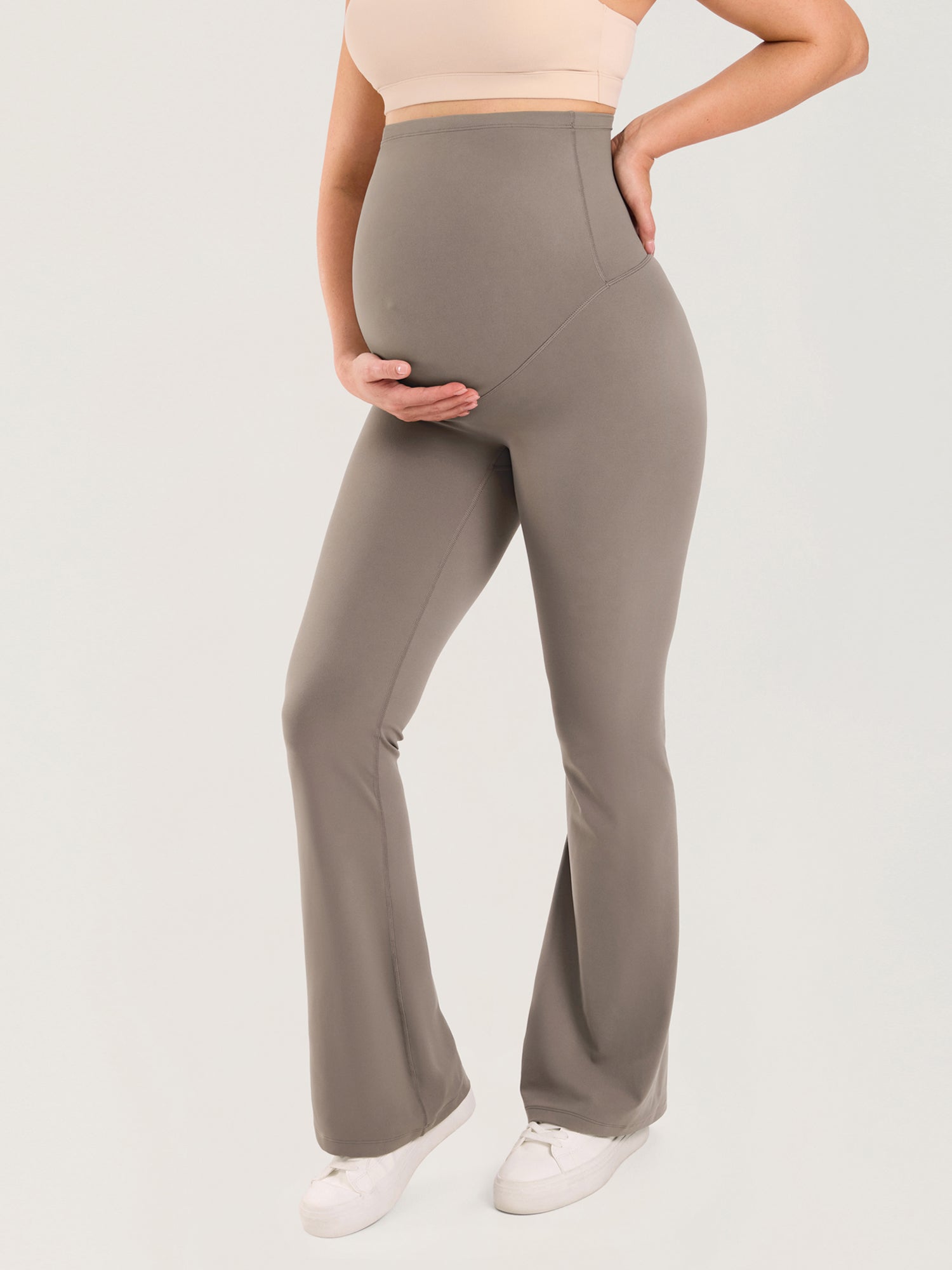 Flare zwangerschapslegging zonder voornaad – Natrelax®, 80 cm – Khaki taupe