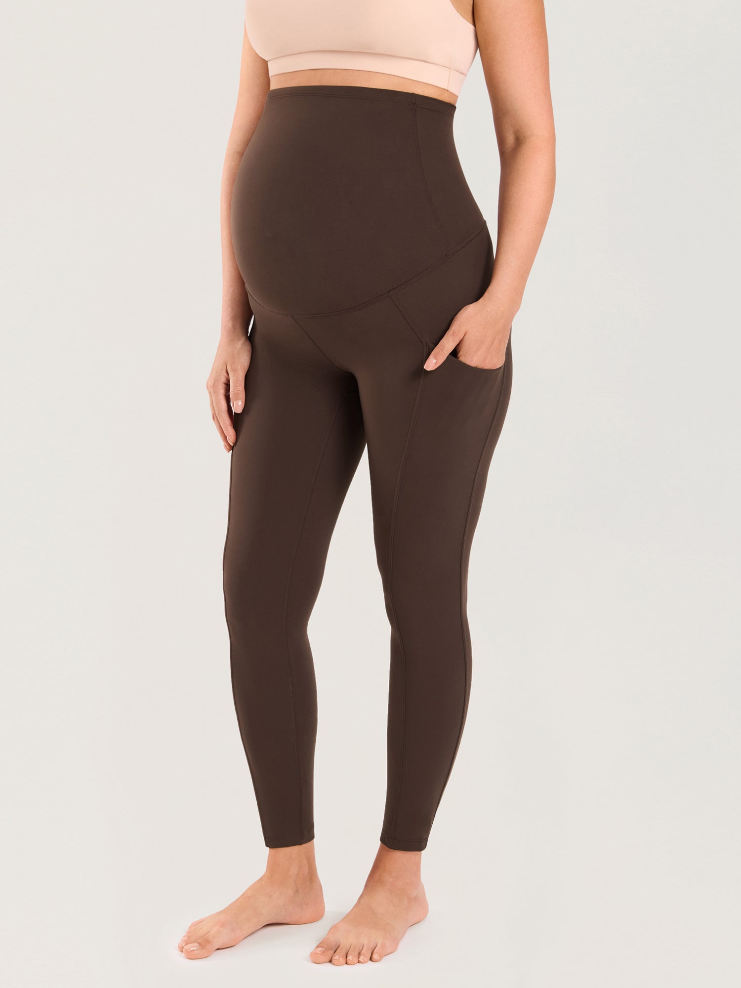 Zwangerschapslegging met zakken – Natrelax® legging met hoge taille, 64 cm – Kleibruin