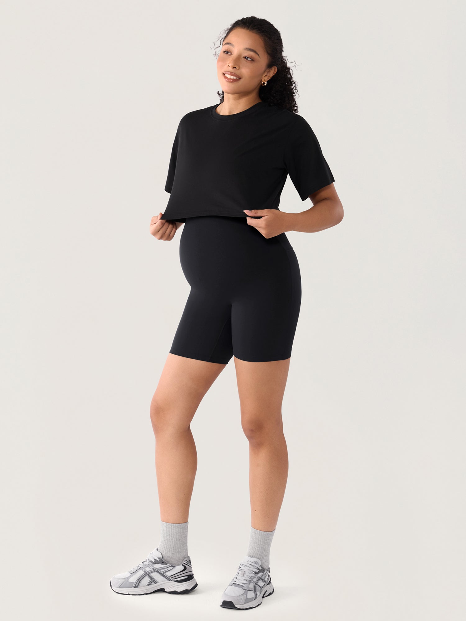 Zwangerschapsshort met naadloze voorkant – Natrelax® hoge taille, 15 cm