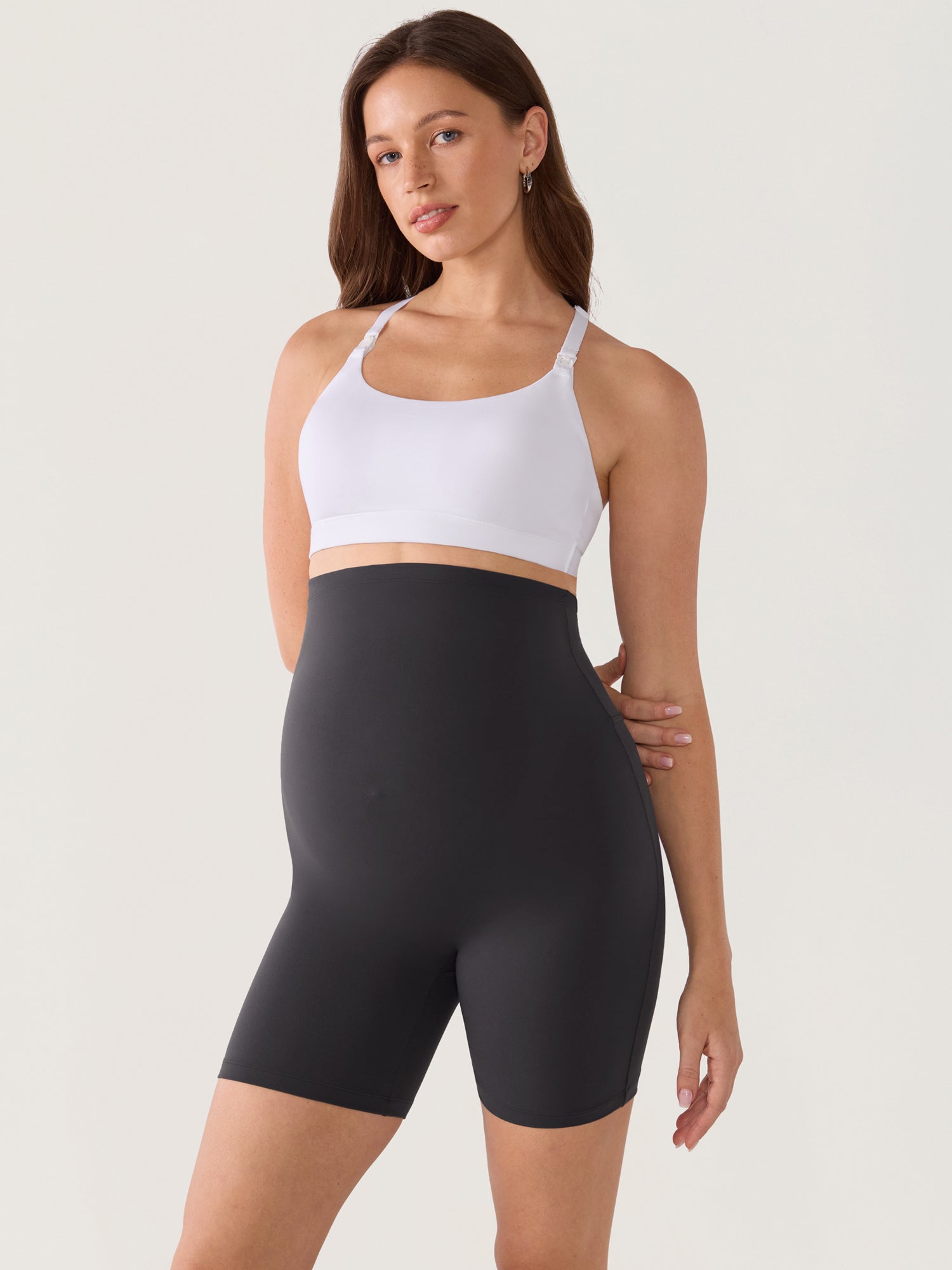 Zwangerschapsshort met naadloze voorkant – Natrelax® hoge taille, 15 cm