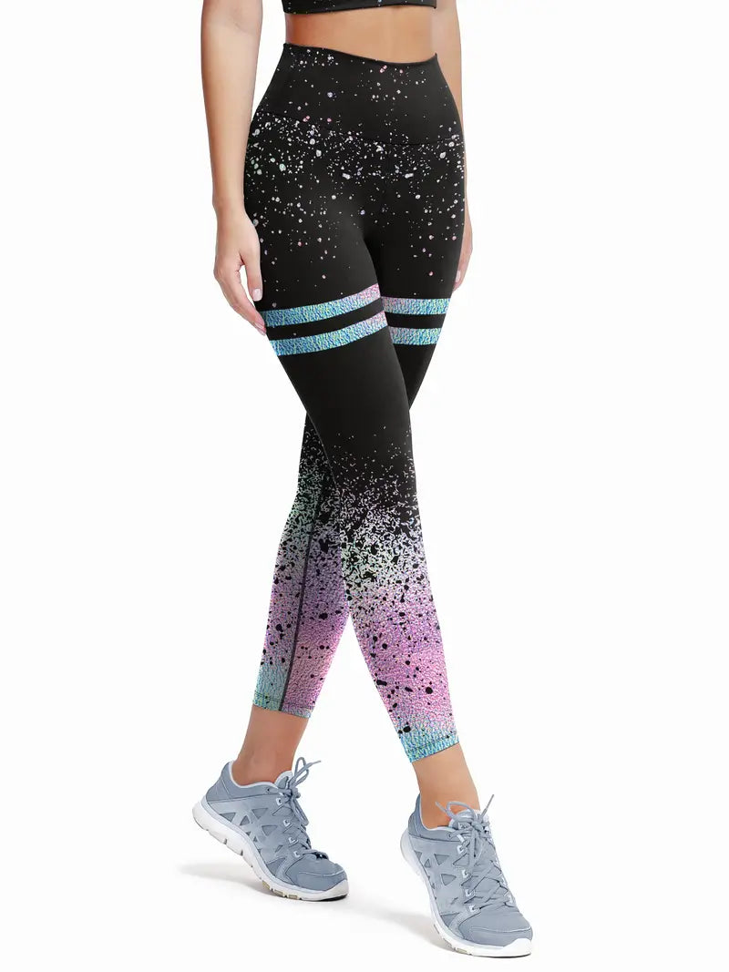 Kleur Glitter print Fitness Yoga broek