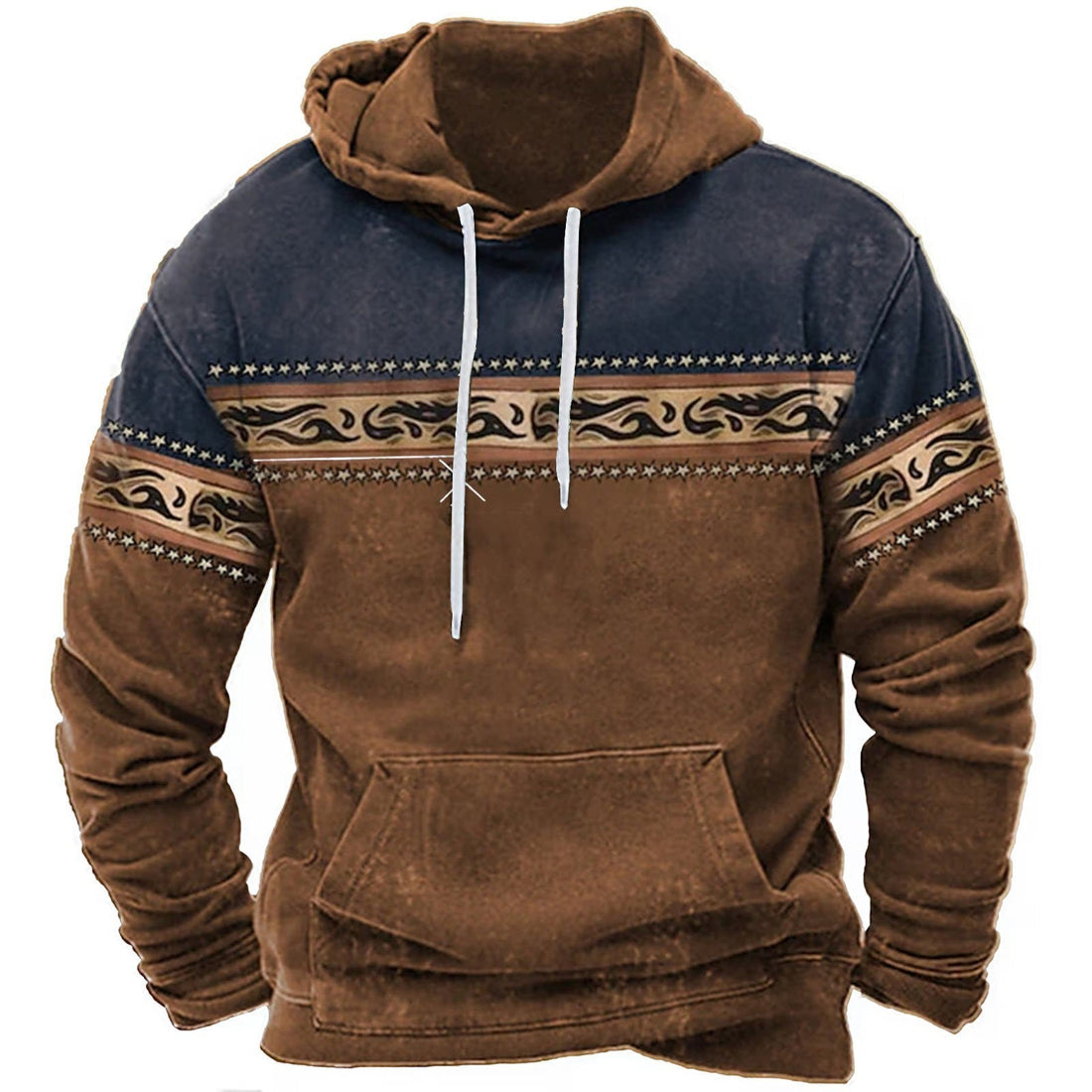 Vintage losse hoodies met grafische print voor mannen