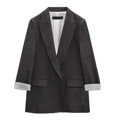 Multicolour open blazer voor dames met bedrukte mouwen, revers en geen knopen