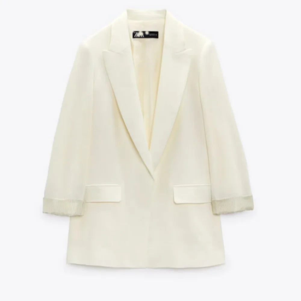 Multicolour open blazer voor dames met bedrukte mouwen, revers en geen knopen