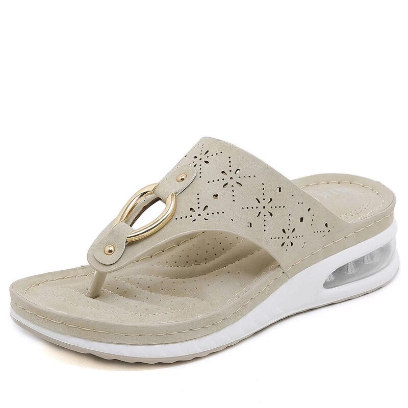 Air Cushion teenslippers met gespdetail voor dames