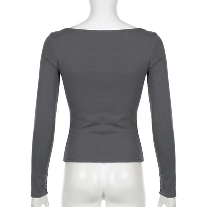 Off-the-shoulder top met lange mouwen en grunge kruis