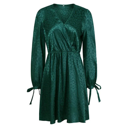 Jacquard wikkeljurk met lange mouwen