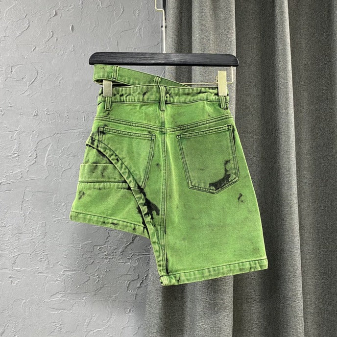 Verweerde denim shorts met zure wassing