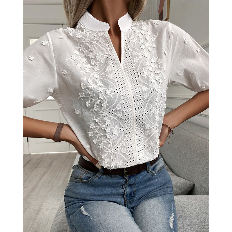 Elegante blouse met korte mouwen