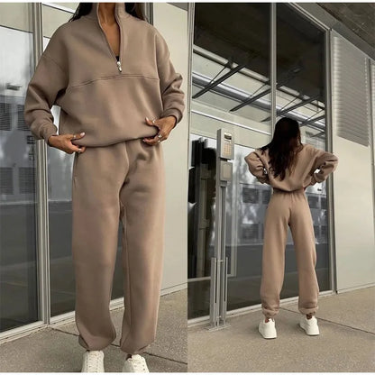 2-Delige Sets Casual Solid Sweater Suit