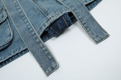 Veelzijdige denim rok met meerdere zakken