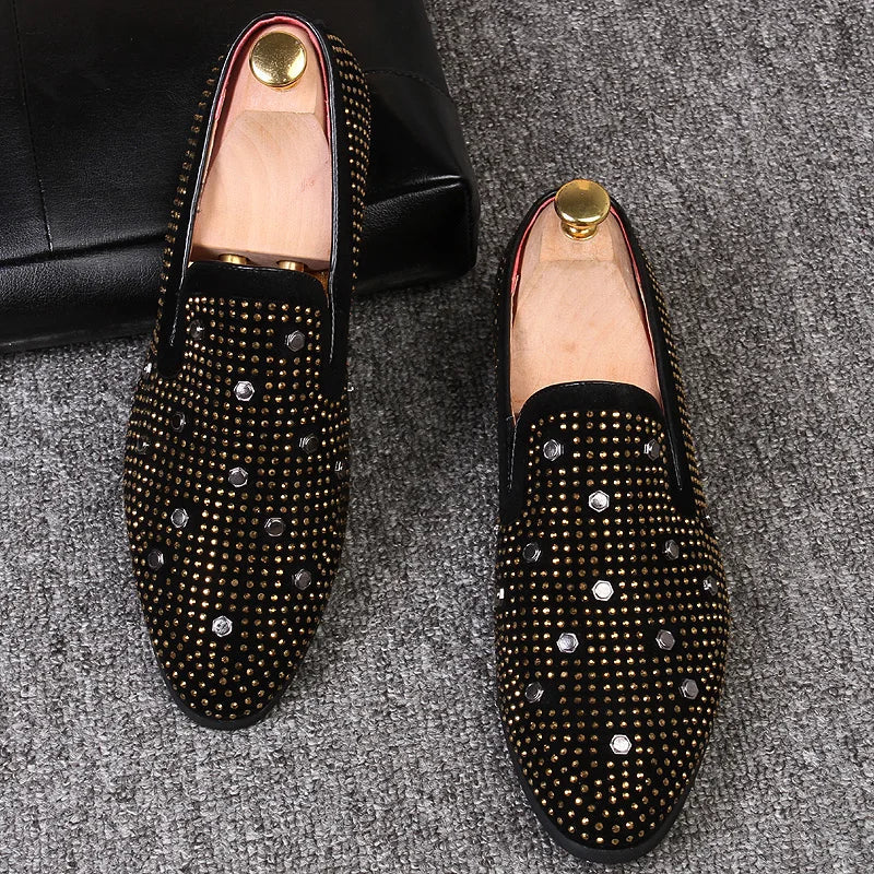 Luxe loafers met stud versieringen