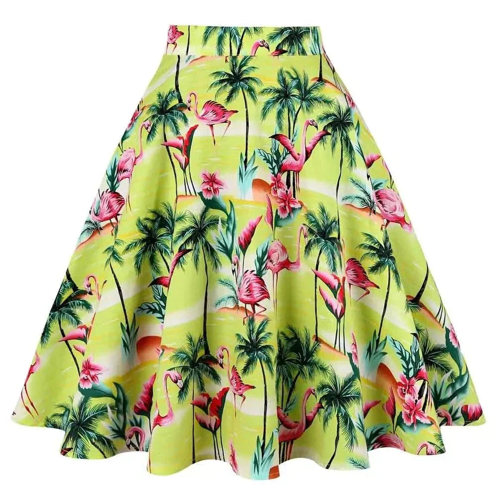 Vintage katoenen rok met hoge tailleband