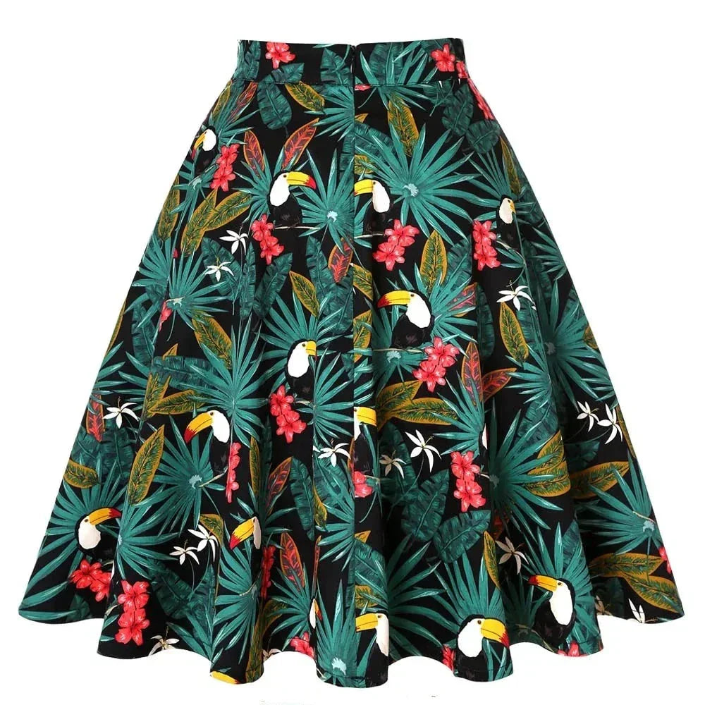 Vintage katoenen rok met hoge tailleband